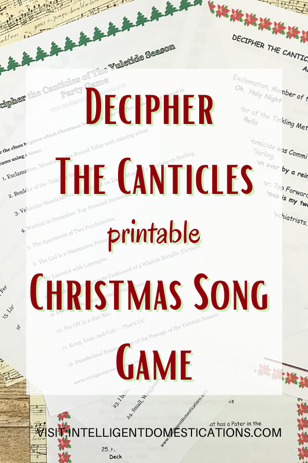 Picture of printable Christmas party game Decipher The Canticles