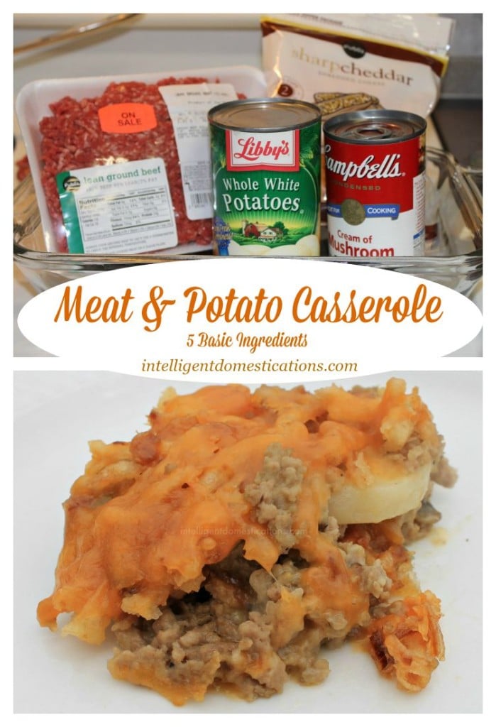 Meat & Potato Casserole Ingredients and serving.www.intelligentdomestications.com