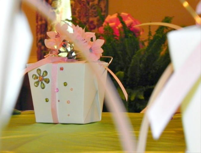 Cherry Blossom event tablescape gift box ideas.intelligentdomestications.com