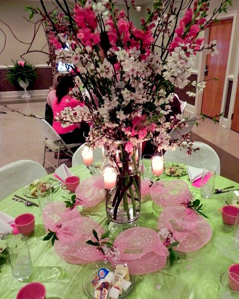 Cherry Blossom tablescape centerpiece ideas.intelligentdomestications.com