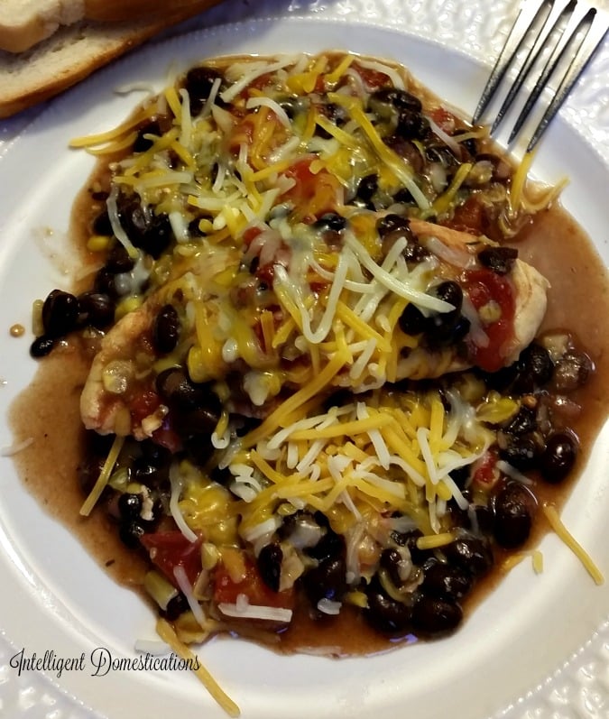 Chicken & Black Bean Taco Bake Casserole is an easy recipe with only a few ingredients. Freezes well.