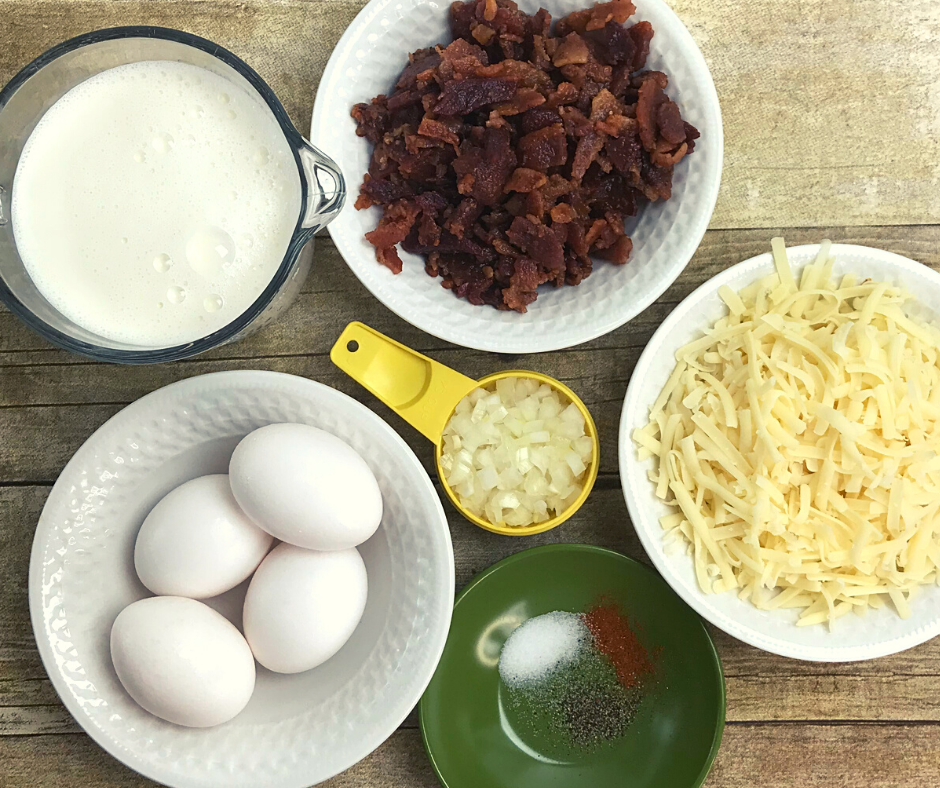 Ingredients for Bacon and Swiss Quiche