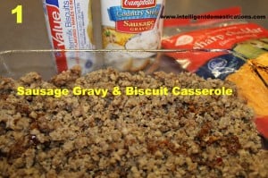 Sausage Gravy and biscuit casserole ingredients
