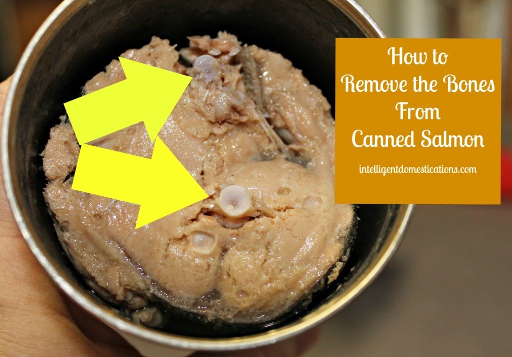A look inside a can of salmon during instructions for how to debone the salmon