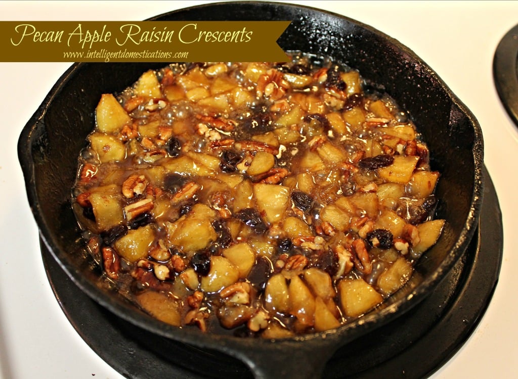 Cook the apples  along with the butter & brown sugar, and the raisins and pecans until the apples are tender.intelligentdomestications.com