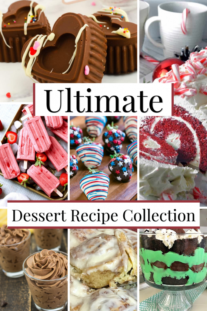 a collage of very pretty dessert pictures