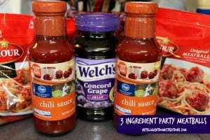 Grape jelly and chili sauce and frozen meatballs