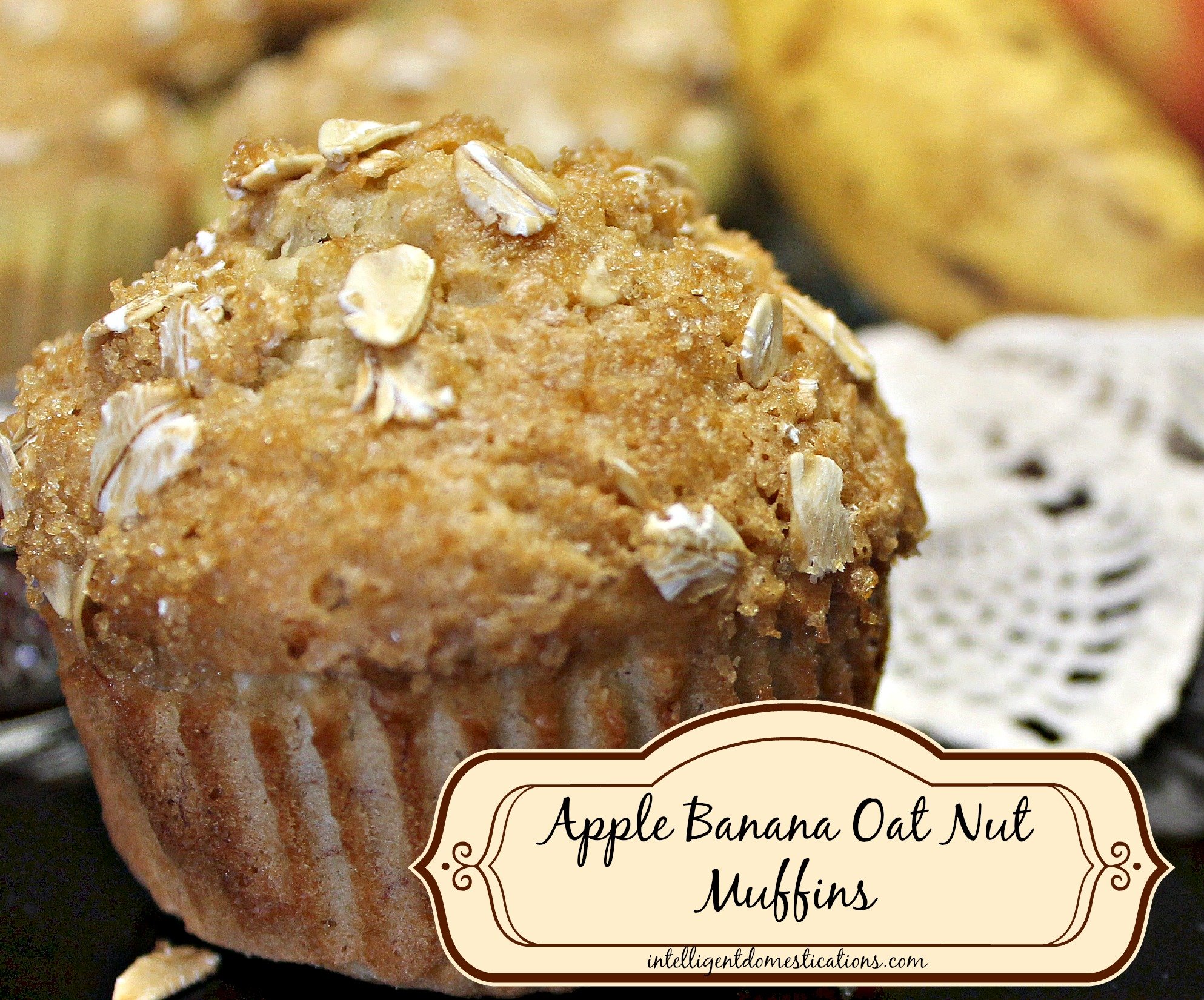 Apple Banana Oat Nut Muffins recipe #muffins #bananamuffins