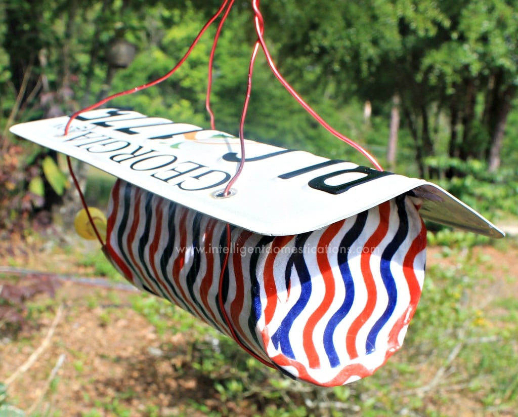 Backside of Patriotic birdfeeder.intelligentdomestications.com