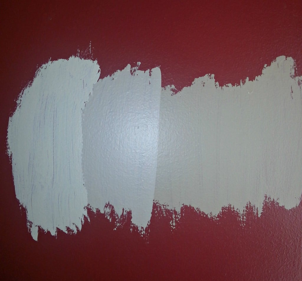 Den paint samples on the wall