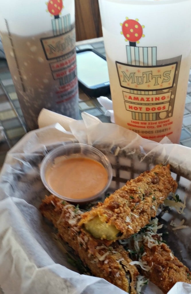 Mutt's Amazing Hot Dogs review. Hot Dog Tour. Oklahoma City Hot Dog restaurant #hotdogtour #eat #oklahomacity Fried Pickle Spears at Mutts Amazing HotDogs in OKC on the #hotdogtour.www.intelligentdomestications.com