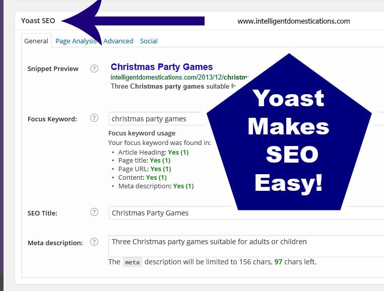 Yoast makes SEO easy! www.intelligentdomestications.com