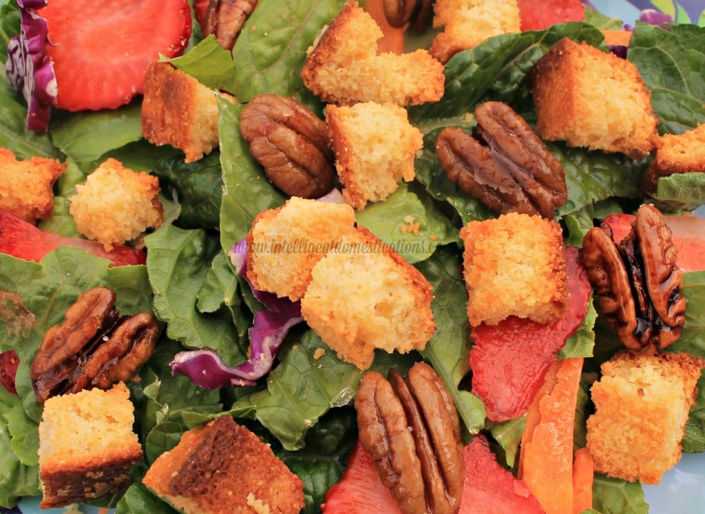 Make you own Cornbread Croutons with leftover cornbread. Don't toss that leftover cornbread! In fact make a little extra just so you can make your own Cornbread Croutons. It's easy. #cornbreadcroutons #saladtoppings #easyrecipe Make you own Cornbread Croutons with leftover cornbread. A perfect Soup or Salad topping using leftover Cornbread. #cornbreadcroutons #saladtoppings #easyrecipe