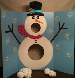 Singing Snowman with pom pom snowballs