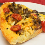 sausage and egg with veggies stuffed French Loaf Breakfast