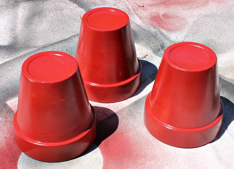 Clay pots painted red