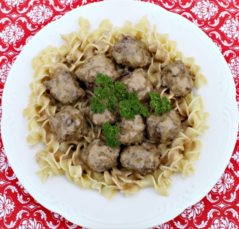 meatballs on egg noodles