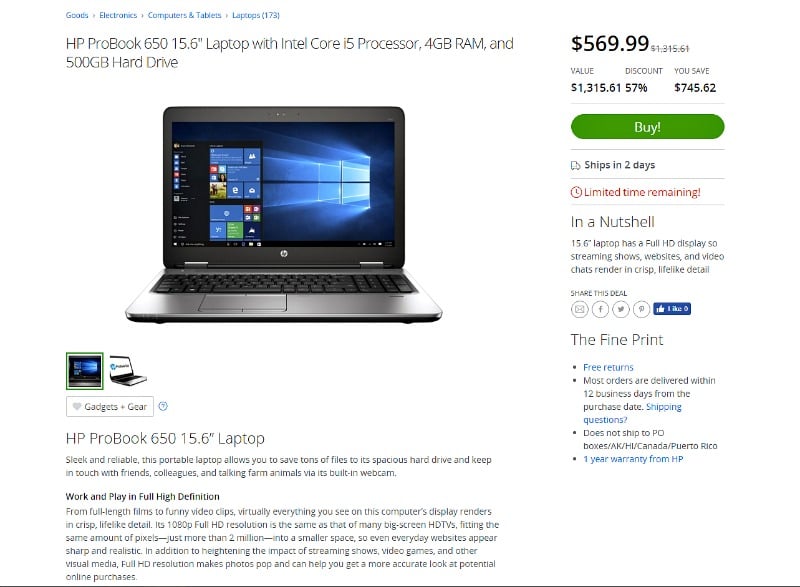Groupon Goods HP Laptop