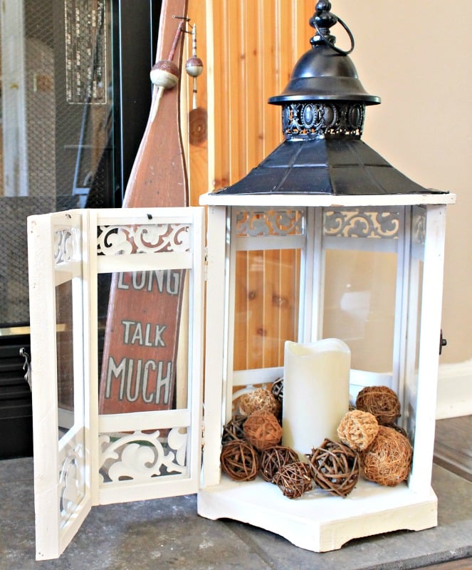 Wood and metal gazebo lantern from the At Home store for my summer mantle decor