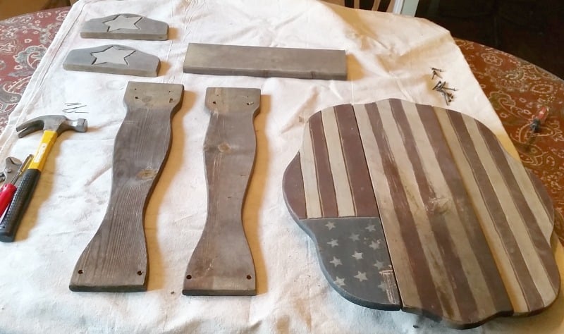 Flag porch table completely disassembled for painting