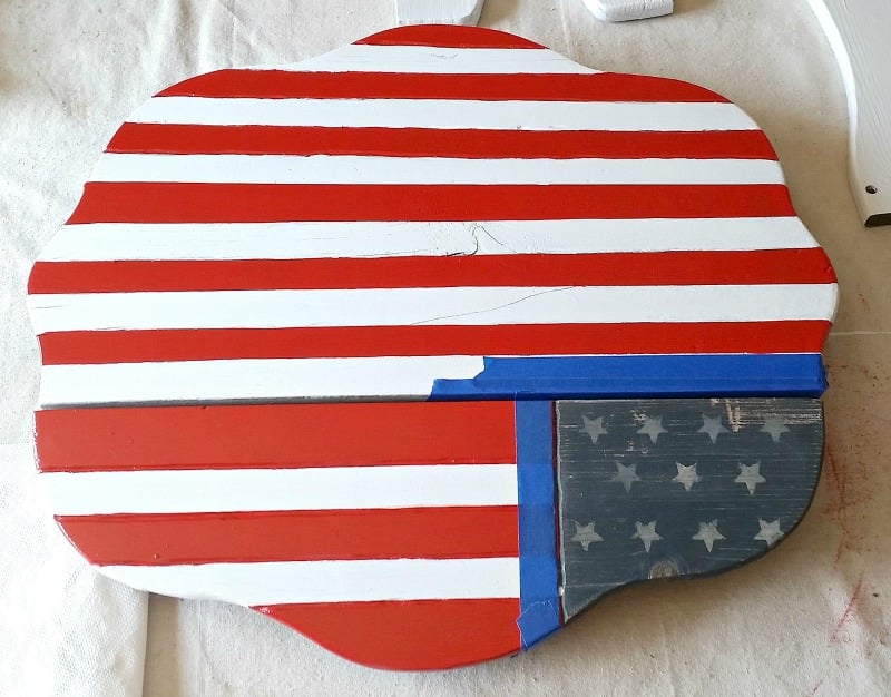 Top of the table before the blue field and stars are painted