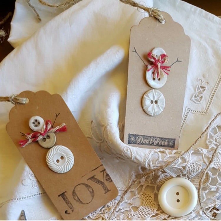 Vintage button gift tags