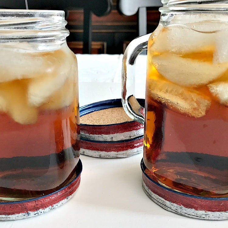 DIY Americana Mason Jar Lid Coasters