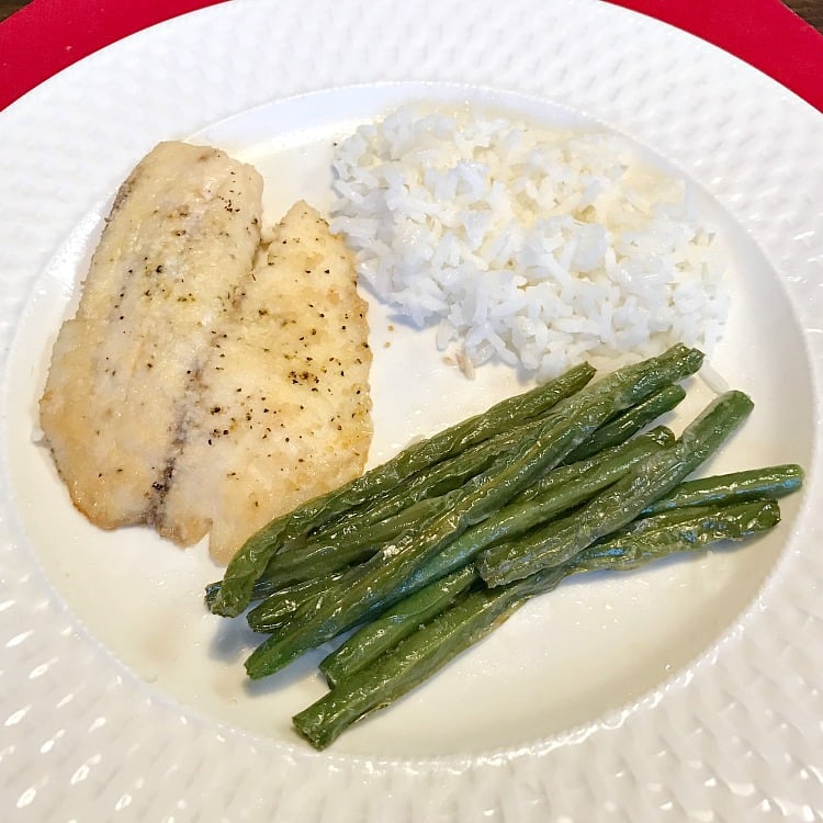 Tilapia with green beans and rice are on our menu plan this week