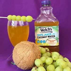 Welch's 100% Juice White Grape Mango with Coconut water. You new way to drink delicious coconut water. Juice with coconut water.
