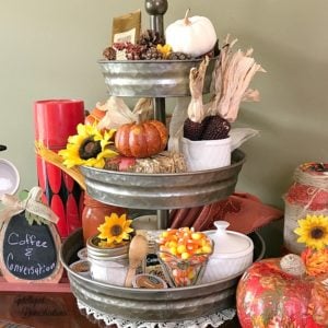 Fall Hot Beverage Bar in a Three Tier Tray
