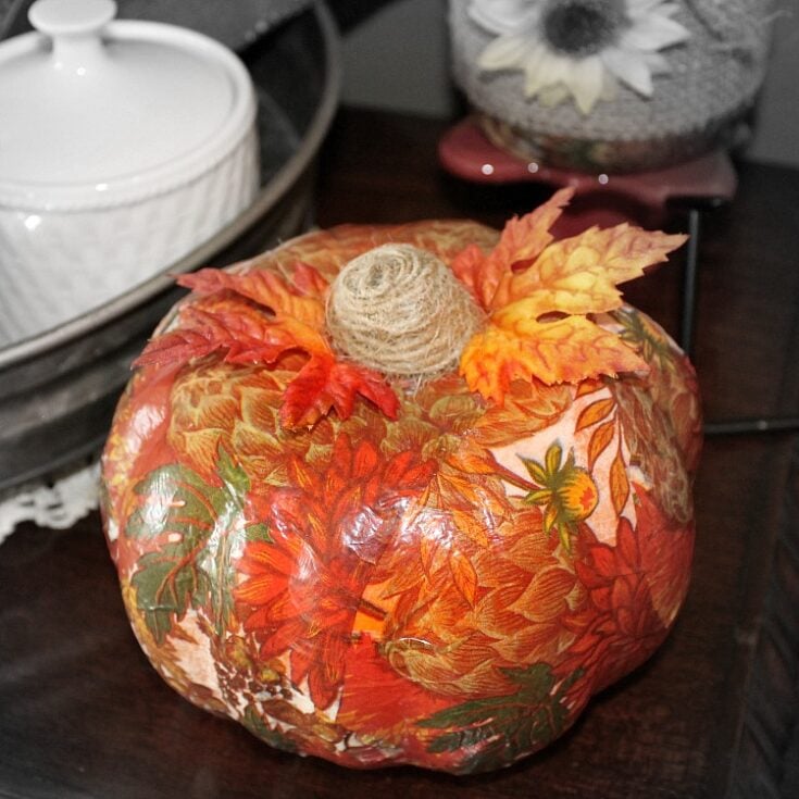Fall Napkin Dollar Store Pumpkin Makeover
