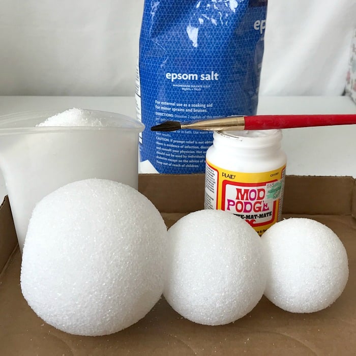 DIY Icy The Snowman Vignette Decor. How to make a real looking snowman for your home decor. DIY Icy looking snowman. Use Epsom salts to create real looking ice for your DIY snowman