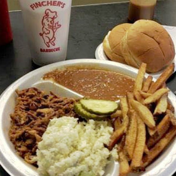 Where the locals eat in Macon, Ga. Photo of BBQ plate at Fincher's in Macon, Ga.