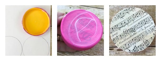 Decorate the lids of mayonnaise jars to use for craft room storage. Repurpose mayonnaise jars into pretty craft room supply storage containers. Craft room organization. Repurpose mayonnaise jars. #craftroomorganization
