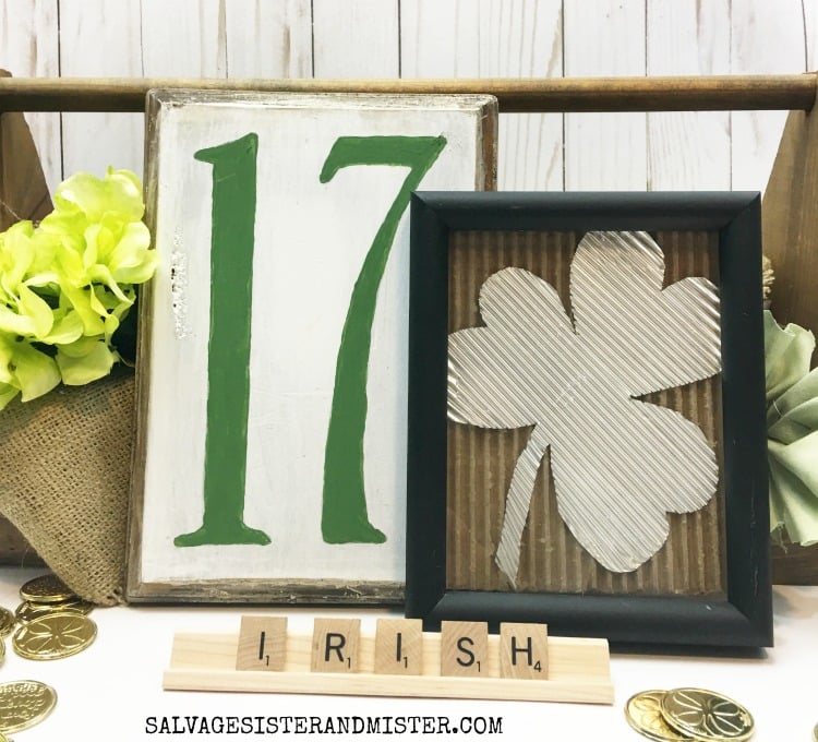 Thrift Store Makeover St. Patrick's Day Sign vignette