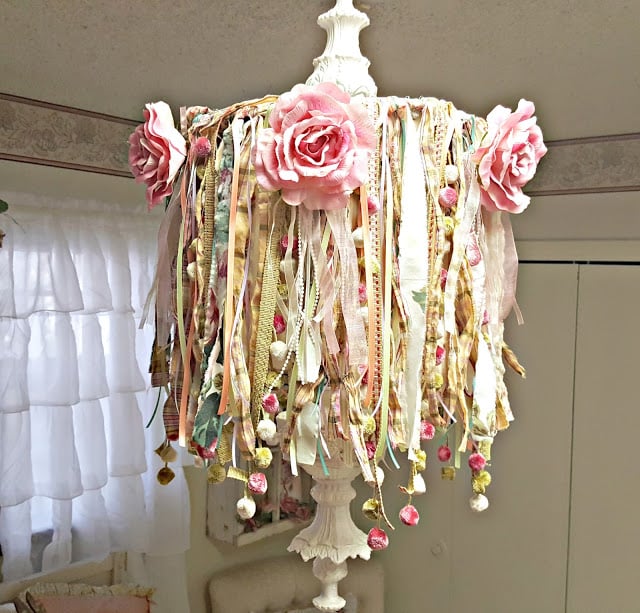 DIY Shabby Boho chandelier makeover