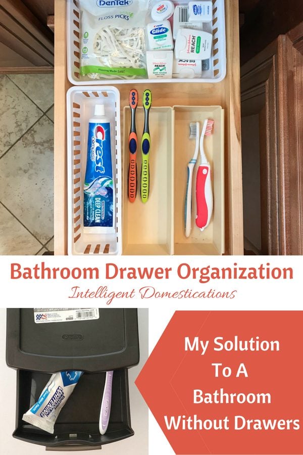 Bathroom Drawer Organization Ideas. My solution to a bathroom without drawers.