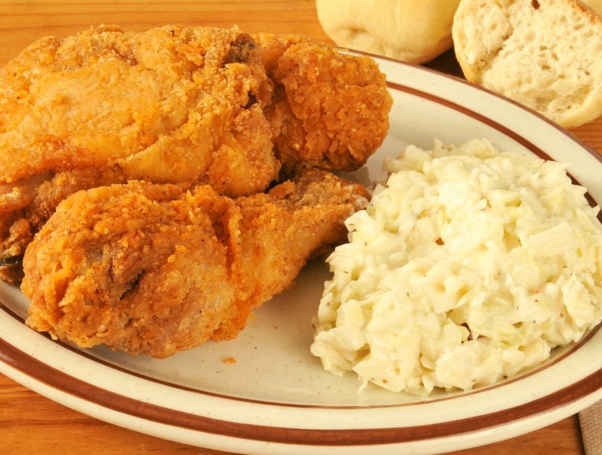 creamy coleslaw served with fried chicken