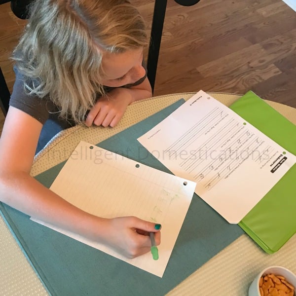Learning cursive writing at Grandma camp