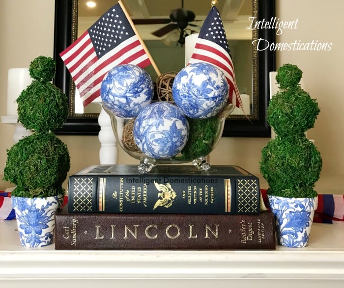 Make your own Blue and White Orbs using napkins, Wiffle balls and decoupage. See how easy it is. DIY Orbs for home decor. How to make your own Orbs for staging bowls and trays. #diy #makeyourown #diyorb #diyblueandwhitedecor #howtostageabowl #homedecor