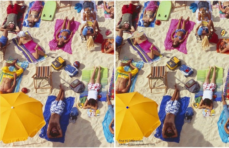 Find 10 Differences between the two images. Beach activity. #findthedifferences #brainteaser
