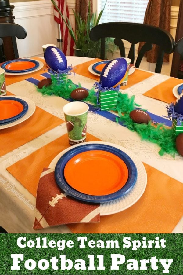 This Auburn color scheme football party table was created for a teen birthday celebration. These colors and ideas can be used for any team with Blue and Orange colors. Sports theme birthday party ideas. Blue and Orange Football Party Table Decor. SEC Football Party. #footballparty #blueandorangeparty #teenboyparty #teenbirthday #sec #Auburnparty #homegating #dollarstore #sporttheme #teamcolors This Auburn color scheme football party table was created for a teen birthday celebration. These colors and ideas can be used for any team with Blue and Orange colors. Sports theme birthday party ideas. Blue and Orange Football Party Table Decor. SEC Football Party. #footballparty #blueandorangeparty #teenboyparty #teenbirthday #sec #Auburnparty #homegating #dollarstore #sporttheme #teamcolors