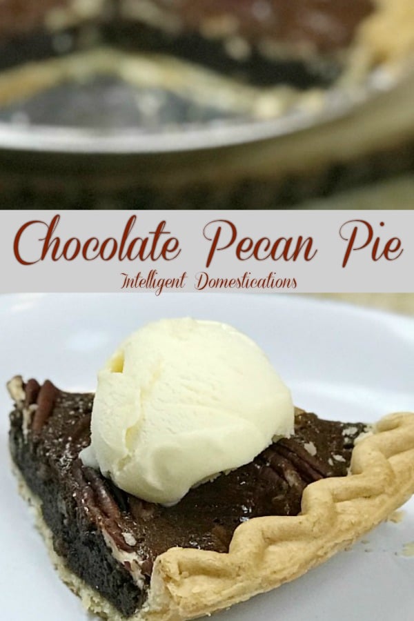 Easy Recipe for Chocolate Pecan Pie. No mixer needed because you stir this by hand and there are only six ingredients. #chocolatepie #pecanpie #Choctoberfest #dessert #easyrecipe Easy Recipe for Chocolate Pecan Pie. No mixer needed because you stir this by hand and there are only six ingredients. #chocolatepie #pecanpie #Choctoberfest #dessert #easyrecipe