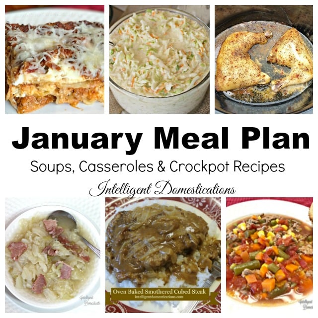 Monthly Meal Planning for 2019. January Meal Plan including recipe ideas. Weeknight meal planning with links to recipe suggestions. #mealplan #menuplan