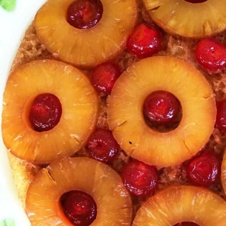 Pineapple Upside Down Cake on a plate