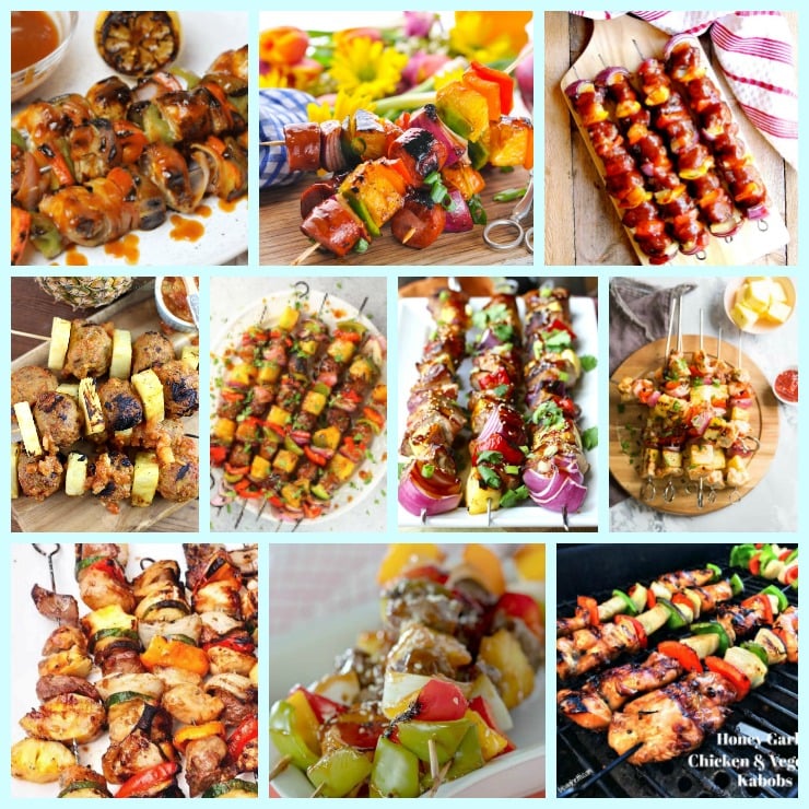 Ten Kabob Recipes for your Tropical Party. Try these Kabob recipes this summer. Good for a Tropical party of anytime. Chicken, Pork, or Shrimp skewered along with fruits and veggies make a delicious summer treat. #kabob Ten Kabob Recipes for your Tropical Party. Try these Kabob recipes this summer. Good for a Tropical party of anytime. Chicken, Pork, or Shrimp skewered along with fruits and veggies make a delicious summer treat. #kabob