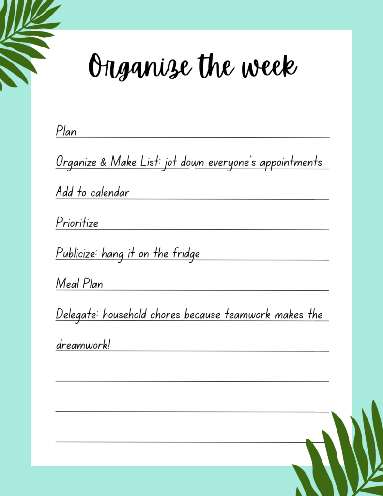 how to organize your week with school age children