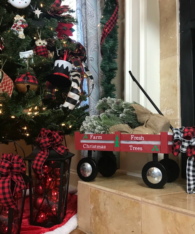 Easy DIY Red Wagon Christmas Decor you can create for yourself
