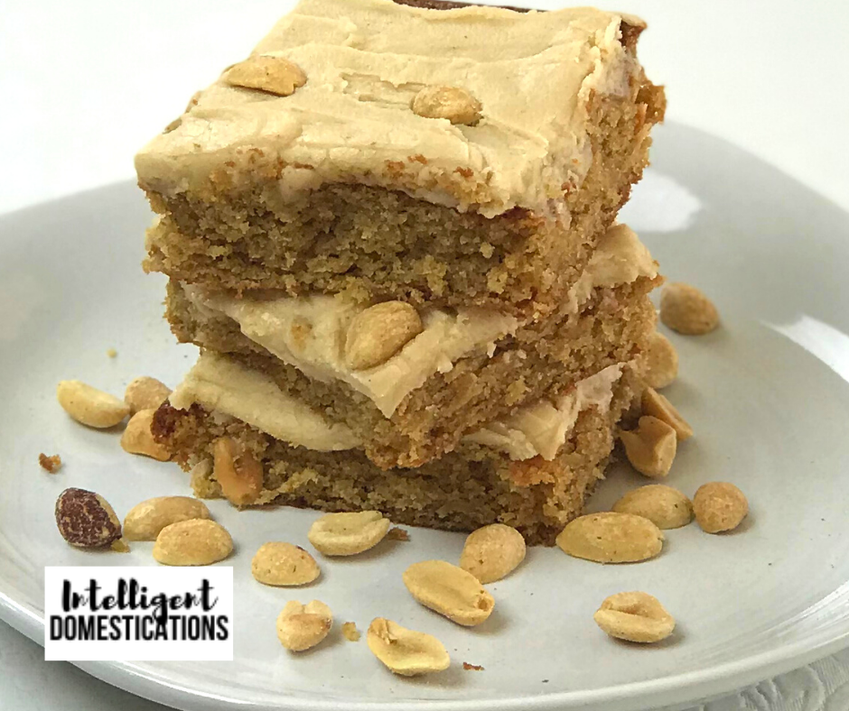 Homemade Peanut Butter Bars recipe with optional Peanuts in the mix