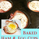 A low carb recipe for Baked Ham and Egg cups good for breakfast or brunch. Grab and go breakfast or fancy dish for a brunch occasion. Easter breakfast idea #bakedeggs #intellid